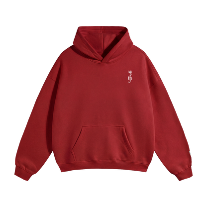 Red Hoodie Front Loose
